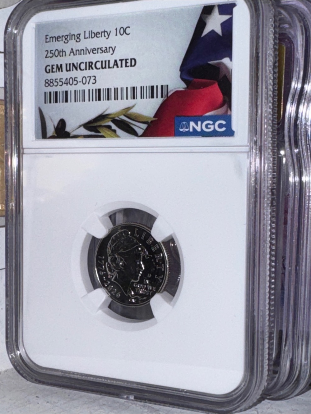 Emerging Liberty 10C 250th Anniversary - NGC Gem Uncirculated Dime